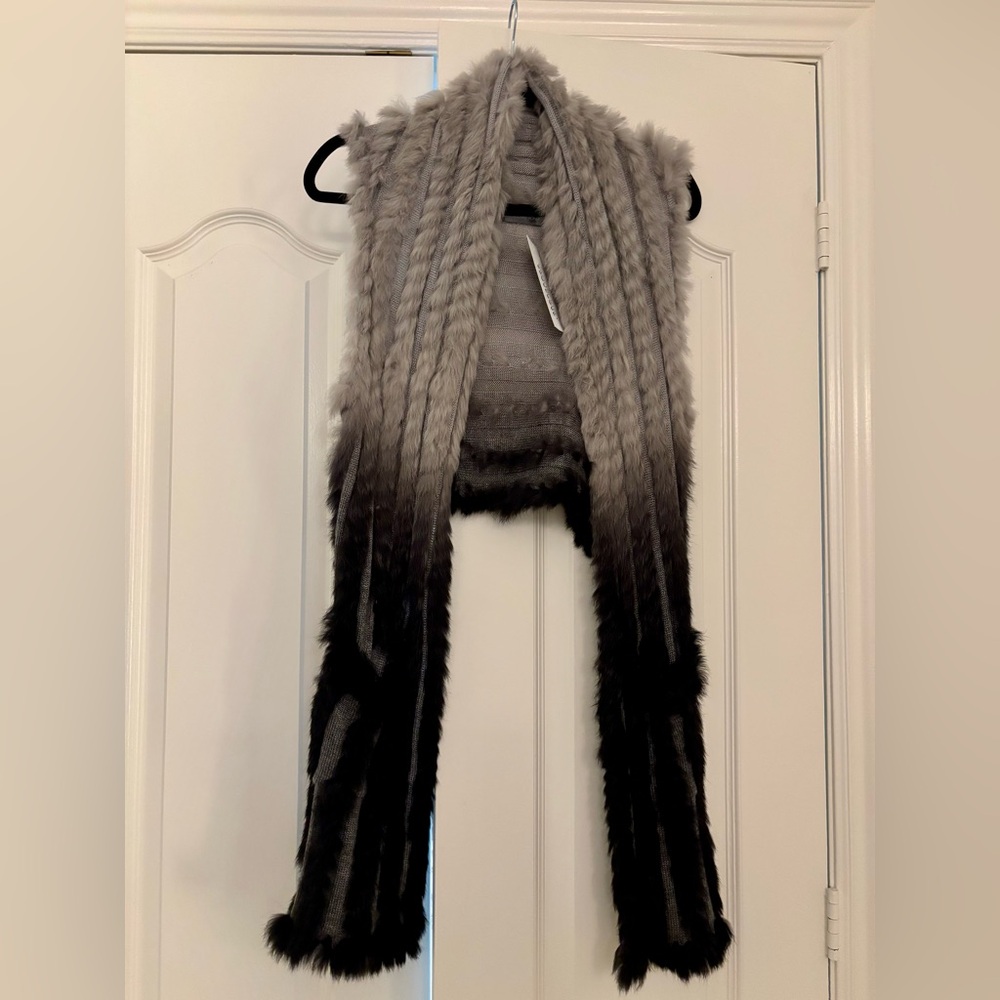 Long vest with rabbit fur- Love Token, New with tags